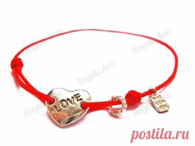 Веревочный браслет "Любовь в сердце" от Amorem