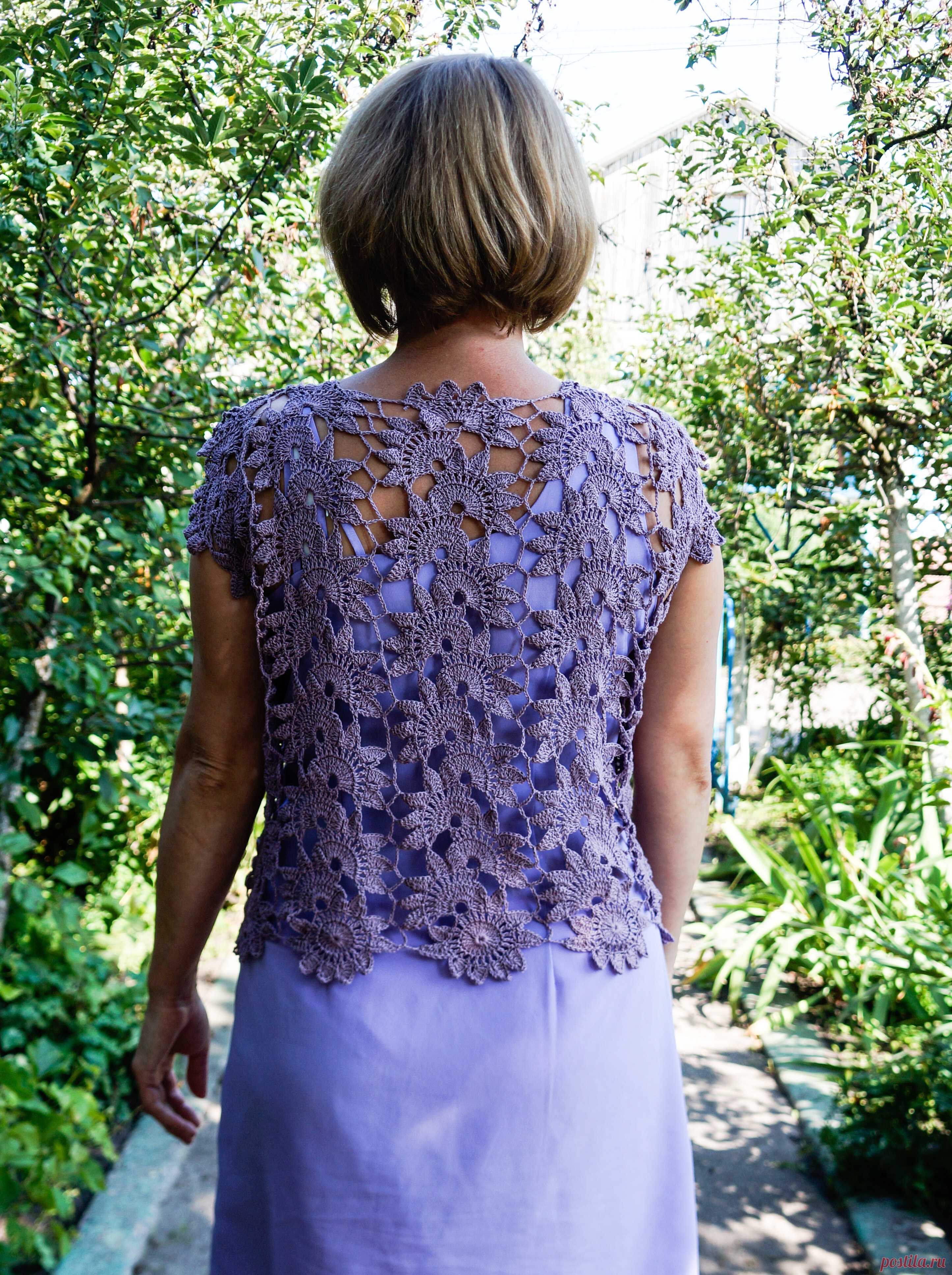 Сиреневое настроение. - запись пользователя ОКсана (Оксана) в сообществе Вязание крючком в категории Женская одежда крючком. Схемы и описание Давно у меня в закромах лежала ксерокопия из журнала костюма-ассиметричная юбка и блуза из ленточного кружева.  Но времени не хватало осуществить , да и хотелось немного другого. Теперь выношу на Ваш суд то что у меня вышло