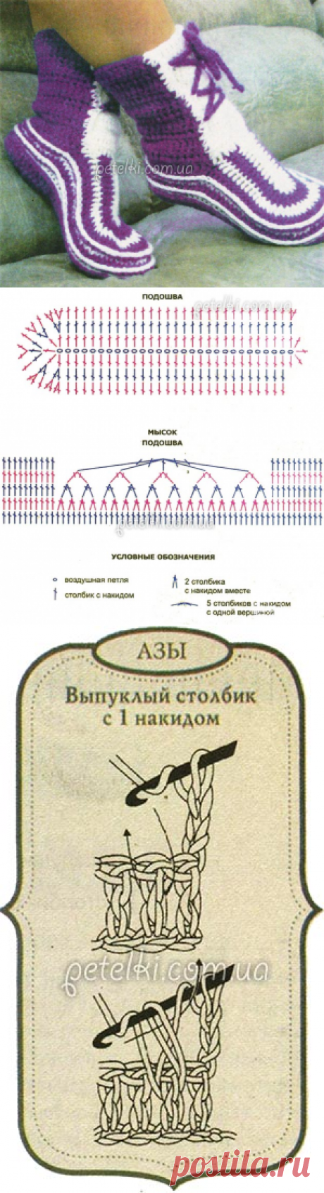 Носочки-сапожки крючком. Описание вязания
