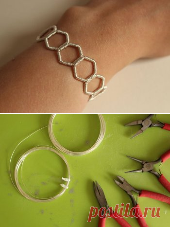 Браслет с шестигранниками из проволоки