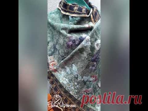 Нуно-войлочный палантин с цветами
