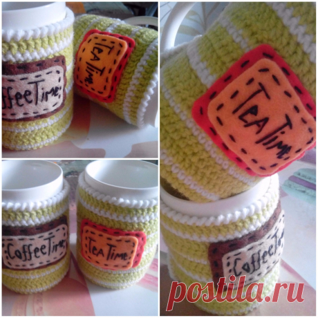 Вязаный чехол на чашку - пошаговый мастер-класс в фото  | NiceHandMade - вязание крючком для дома