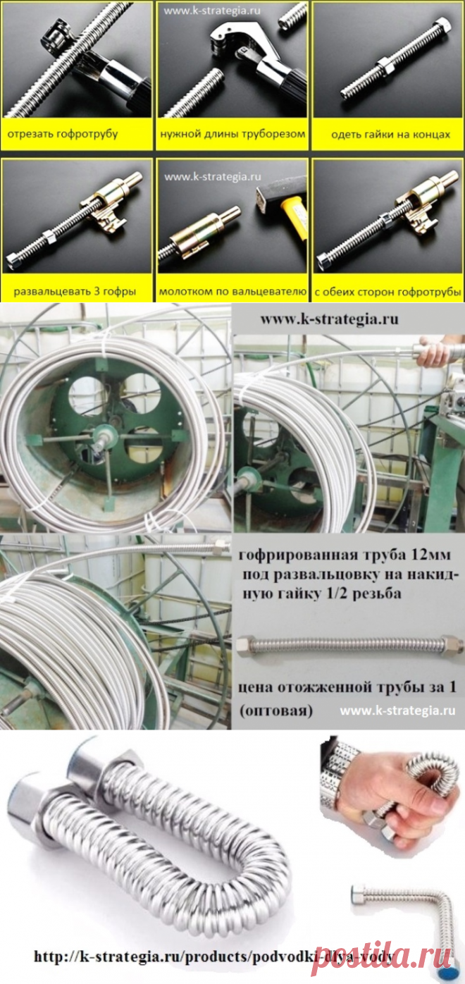 Производство гофрированных нержавеющих трубы 12 мм, 18 мм, 20 мм под развальцовку, вальцовка нержавеющих труб гофрированных