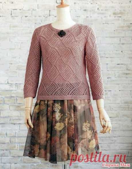 Летний пуловер необычным узором. Спицы. - ВЯЗАНАЯ МОДА+ ДЛЯ НЕМОДЕЛЬНЫХ ДАМ - Страна Мам