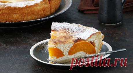 Творожный пирог с персиками, пошаговый рецепт с фото