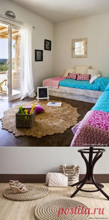 Стильные коврики из веревки. Мастер-классы.