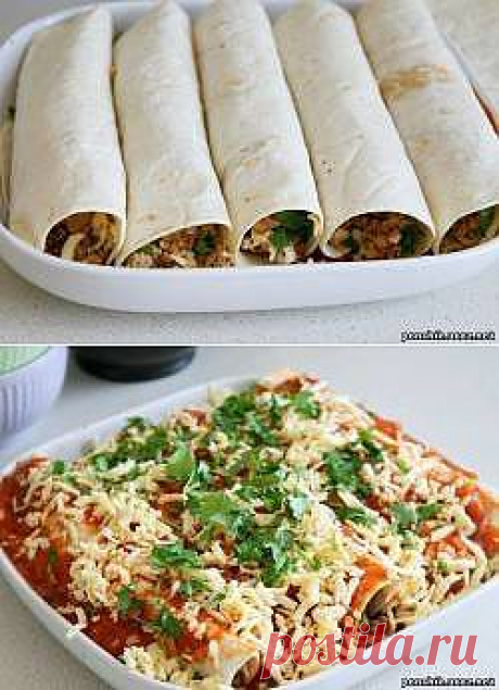 Запеканка Энчиладас с курицей по мексикански - Птица Дичь - Каталог Рецептов - ПОНЧИК