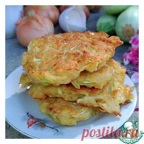 Оладьи из цуккини и картофеля - Цуккини — 1 шт
Картофель (отварной, крупный) — 1 шт
Яйцо куриное — 1 шт
Мука пшеничная / Мука — 4 ст. л.
Соль — по вкусу
Хмели-сунели — 0,4 ч. л.
Аджика (сухая, или острый молотый перец) — 0?5 ч. л.
Соевый соус — 1 ст. л.

Источник: http://www.povarenok.ru/recipes/show/143179/