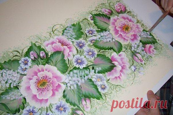 Чудесные цветы акриловыми красками — Сделай сам, идеи для творчества - DIY Ideas