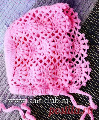 Вязаная шапочка для новорожденной девочки