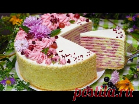 БЕСПОДОБНЫЙ Торт "НЕЖНЫЙ ПОЦЕЛУЙ" ? Домашний Торт СМЕТАННИК Рецепт БЕЗ Яиц Диаметр 23 см.Вес 2,6 кг. (без декора)Тесто:400 г сметаныЩеп. соли, ваниль200 г сахара80 г сливочного масла+/- 600 г муки1 ч.л. без горки содыНачинка:350 г ягод + 60 г сахара (по вкусу)5 г желатина + 40 г водыКрем:400 г сметаны от 20 %60-100 г лим. сока, цедра380 г сгущенного молока500 г...