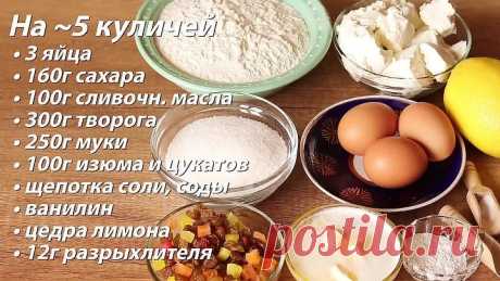 Очень вкусные творожные куличи без дрожжей