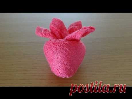 How to Make a Towel Strawberry おしぼりイチゴのつくり方 Como Hacer una fresa de toalla - YouTube