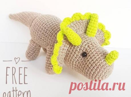 Схема вязания динозавра крючком. Бесплатный мастер-класс.