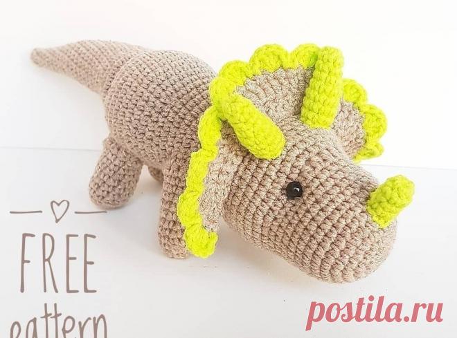 Схема вязания динозавра крючком. Бесплатный мастер-класс.
