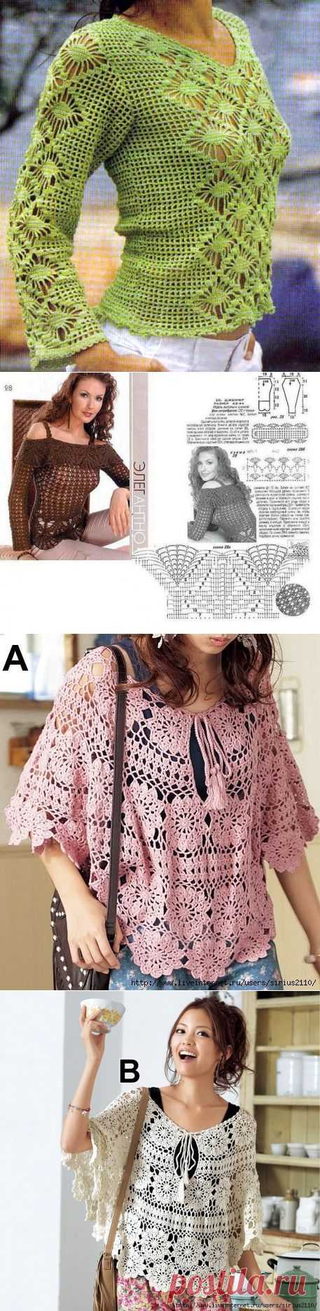 Ажурные летние кофточки крючком.