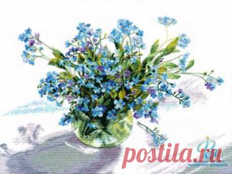 Набор вышивки Овен 1042 - Незабудки. Купить набор для вышивания частичной зашивкой крестом Овен 1042 в интернет-магазине Фея.