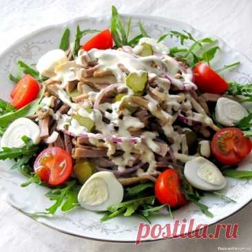 Салат с языком и грибами