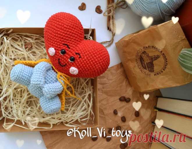 PDF Лавчик крючком. FREE crochet pattern; Аmigurumi toy patterns. Амигуруми схемы и описания на русском. Вязаные игрушки и поделки своими руками #amimore - вязаная валентинка ко дню Святого Валентина, игрушка в подарок на 14 февраля.