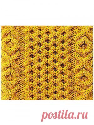Узор "Фантазийная коса и соты" спицами — Шпуля - сайт о вязании