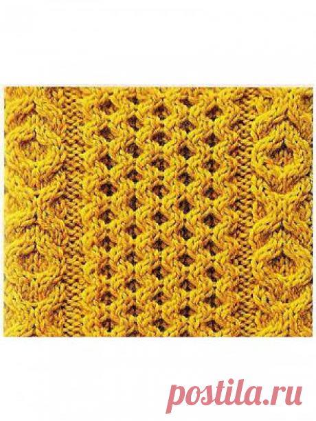 Узор &quot;Фантазийная коса и соты&quot; спицами — Шпуля - сайт о вязании