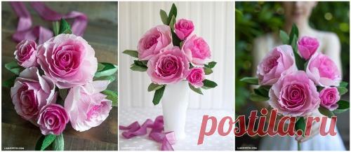 Розы из гофрированной бумаги / Цветы из бумаги / В рукоделии