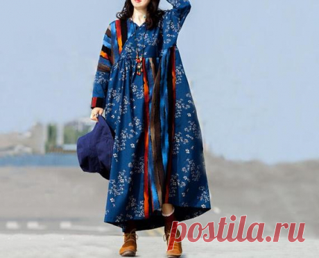Blue long dress, Women raglan sleeve Dresses, Maxi Dress High waist dress, long travel gown 【Fabric】 Cotton No lining  【Color】 blue, red 【Size】 M;Shoulder width is not limited Shoulder + sleeve length 64cm / 25 Bust 130cm / 51 Length 118cm / 46  L;Shoulder width is not limited Shoulder + sleeve length 64cm / 25 Bust 130cm / 51 Length 128cm / 50  Have any questions please contact me and I