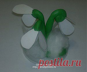 Подснежники из пластилина (детское творчество)