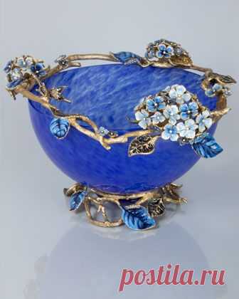 Jay Strongwater Sophie Hydrangea Glass Bowl