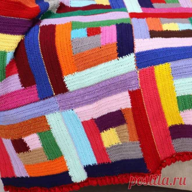 В стиле пэчворк: 16 пледов крючком и спицами | Вязание с Paradosik_Handmade | Дзен