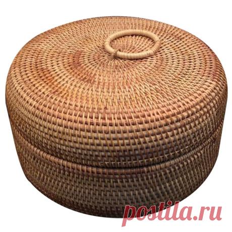 Autumn Rattan Weave Fruit Basket Round Organizers Box Dried Fruit Candy Snacks Dessert Food Storage Container with Lid | Wish