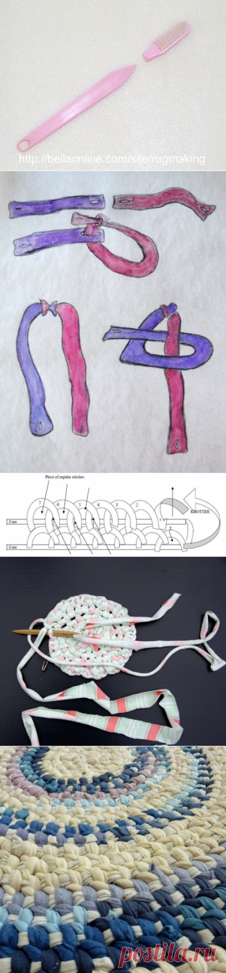 Toothbrush rugs - вязание &quot;иглой&quot; коврика