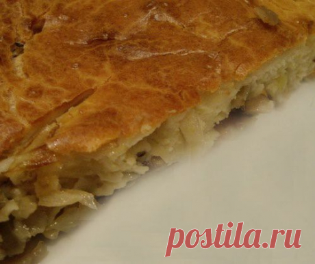Ленивый пирог с капустой и грибами