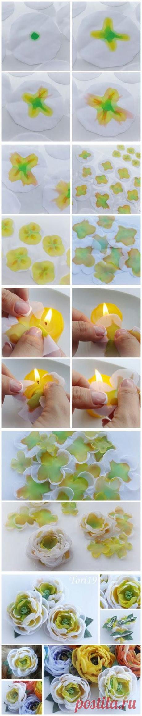 Цветы из ткани.