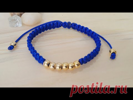 PULSERA FACIL Y RAPIDA// PULSERA MACRAME DE HILO//NUDO PLANO