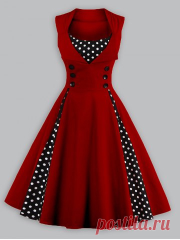 Vintage Polka Dot Panel Prom Swing Dress Cheapest and Latest women & men fashion site including categories such as dresses, shoes, bags and jewelry with free shipping all over the world.