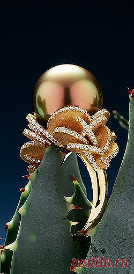 Robert Wan, ring Desert Rose Tahitian pearl peacok ... | Gems &amp;amp; Jewel…