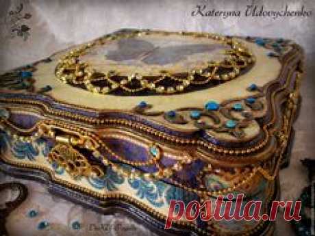 Купить Шкатулочка "Восточная красавица" - тёмно-бирюзовый, шкатулочка, Декупаж, бабочка, бирюзовый, желтый