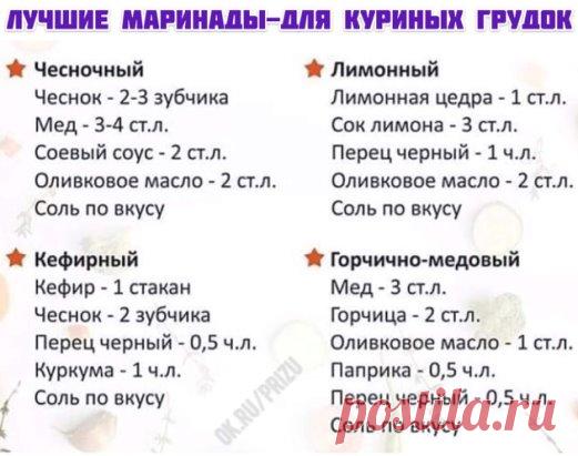 На заметку Вкусная шпаргалка