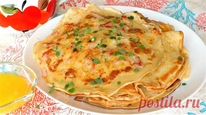 Блины с припеком. Рецепт вкусных блинов на молоке.