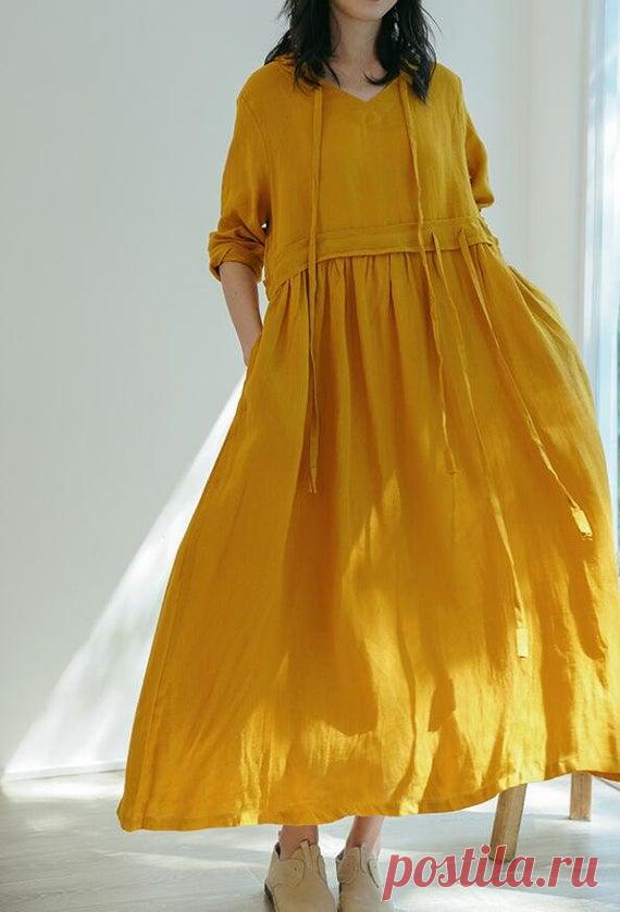 Women long dress Linen dress maxi linen dress  linen Long | Etsy 【Fabric】  linen 【Color】 Yellow, purple 【Size】 Shoulder 40cm / 16  Sleeve 49cm / 19 Big Arm circumference 38cm / 15 Cuff circumference 28cm/ 11 Bust 110cm / 43 Waist 104cm / 41 Length 125cm / 49    Have any questions please contact me and I will be happy to help you.