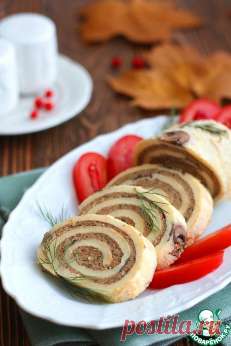 Закусочный рулет с овощами и печенью – кулинарный рецепт