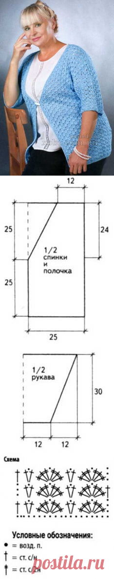 голубой ажурный жакет