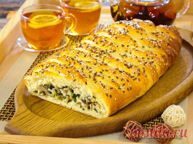 Пирог с грибами и куриным филе. Пирог с грибами и куриным филе