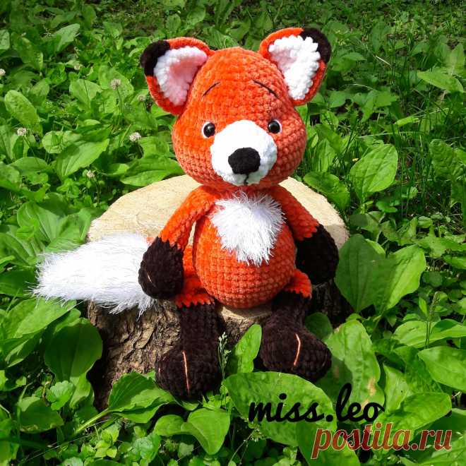 PDF Лисёнок крючком. FREE crochet pattern; Аmigurumi animal patterns. Амигуруми схемы и описания на русском. Вязаные игрушки и поделки своими руками #amimore - плюшевая лиса, лисица, лисёнок из плюшевой пряжи, большая лисичка.