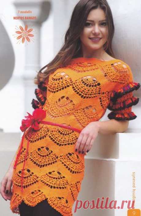 Fashionable tunic crocheting. Women's tunic scheme | Laboratory household