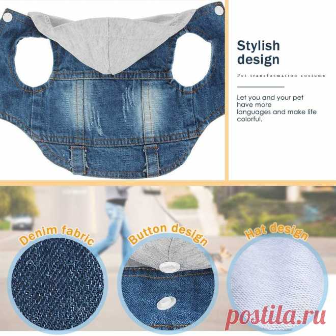 Amazon.com : Companet Pet Clothes Dog Jeans Jacket Cool Blue Denim Coat Small Medium Dogs Cats Lapel Vests Classic Puppy Blue Vintage Washed Clothes Hoodie Vest : Kitchen & Dining