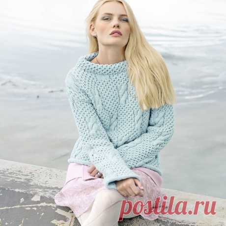Джемпер с узором из «кос» и «сот» — Клуб-ок