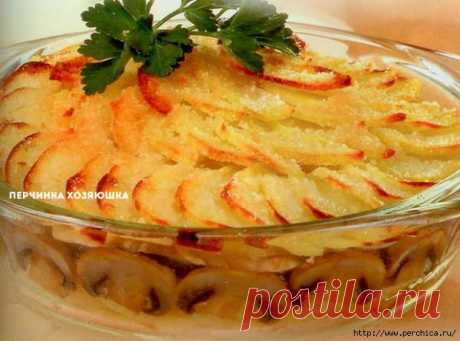 Бюджетная картофельная запеканка с грибами