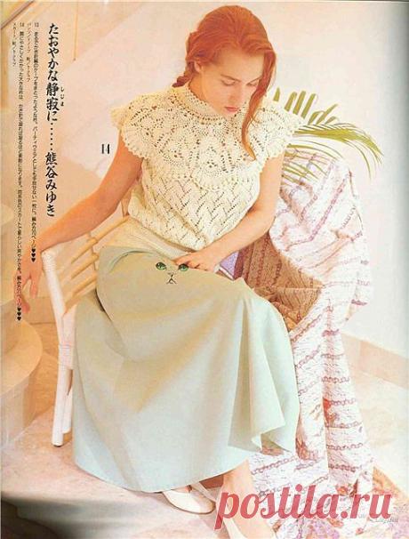 Летняя блуза на круглой кокетке. Схема.